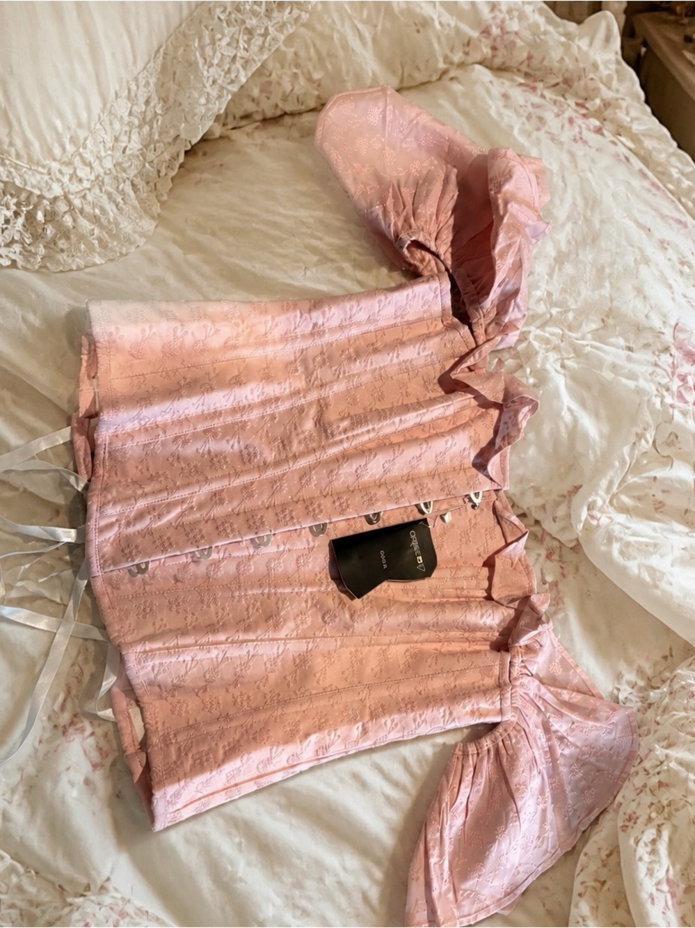 NWT corset story Pink Off-Shoulder Corset Top